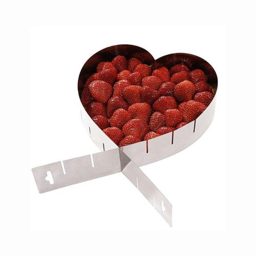 Heart Mousse Ring Mold Adjustable Stainless Steel Cookie Mold Metal Cake Mold Baking Dish Heart Cake Tools - stainless steel Heart Mousse Ring Mold Adjustable Stainless Steel Cookie Mold Metal Cake Mold Baking Dish Heart Cake Tools - stainless steel