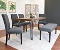 Amisos 6-Piece Dining Set, Hairpin Dining Table with 4 Chairs and Upholstery Bench, 3 Color Options - as Pic