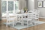 Modern Contemporary White Finish 7pc Set Dining Table and 6 Side Chairs Set Wooden Kitchen Dining Furniture Casual Style - as Pic