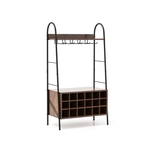 Baker's Rack with Detachable Wine Rack and 5 Rows of Stemware Holder - as show Baker's Rack with Detachable Wine Rack and 5 Rows of Stemware Holder - as show