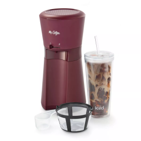 Iced Coffee Maker with 22oz Reusable Tumbler and Coffee Filter - Burgundy