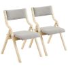 2 Pack Modern Folding Chairs with Padded Seat and Back, Wooden Dining Chairs Extra Chair for Guests Living Room Office Wedding Party - as picture