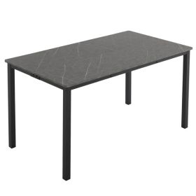 Disassemble rectangular dining table with straight feet MDF grey PVC marble surface 120*76*76cm N101 - as picture