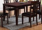 7-Pc Dinette Set Brown Espresso Finish Rectangular Table Faux Leather Upholstery Padded Lattice Design Side Chairs Dining Room Wooden Dining Set Furni