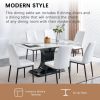 Faux Marble Dining Table Set with Convertible Base, Luxury Rectangular Kitchen Table for 6-8, Modern White Faux Marble Tabletop with MDF Base, Dining