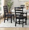 Modern Contemporary Black White 5pc Dining Set Table and 4 Side Chairs Set Wooden Kitchen Dining Furniture Casual Style - as Pic