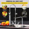 VEVOR Commercial Faucet with Pre-Rinse Sprayer, 8" Adjustable Center Wall Mount Kitchen Faucet with 12" Swivel Spout, 43" Height Compartment Sink Fauc