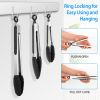 3Pcs Kitchen Tongs Stainless Steel Locking Food Tongs with Silicon Tips BPA Free Non-Stick BBQ Cooking Grilling Locking Food Tongs - Silver