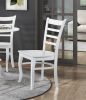 White Finish 5pc Dining Set Round Table and 4 Chairs Set Wooden Ladder-Back Casual Farmhouse Style Kitchen Dining Room Furniture - as Pic