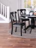 Classic Design Dining Room 5pc Set Round Table 4x side Chairs Cushion Fabric Upholstery Seat Rubberwood Black Color Furniture - as Pic