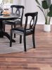 Classic Design Dining Room 5pc Set Round Table 4x side Chairs Cushion Fabric Upholstery Seat Rubberwood Black Color Furniture - as Pic