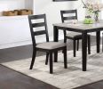 Classic Stylish Black Finish 5pc Dining Set Kitchen Dinette Wooden Top Table and Chairs Upholstered Cushions Seats Ladder Back Chair Dining Room - as