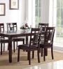 Modern Contemporary 7pc Dining Set Espresso Finish Unique Eyelet Back 6x Side Chairs Cushion Seats Dining Room Furniture - as Pic