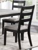 Classic Stylish Black Finish 5pc Dining Set Kitchen Dinette Wooden Top Table and Chairs Upholstered Cushions Seats Ladder Back Chair Dining Room - as