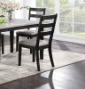 Classic Stylish Black Finish 5pc Dining Set Kitchen Dinette Wooden Top Table and Chairs Upholstered Cushions Seats Ladder Back Chair Dining Room - as