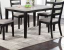 Classic Stylish Black Finish 5pc Dining Set Kitchen Dinette Wooden Top Table and Chairs Upholstered Cushions Seats Ladder Back Chair Dining Room - as