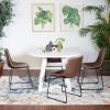 Varna 5-Piece Round Dining Set, Trestle Dining Table with 4 Stylish Chairs - as Pic