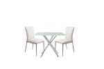 3 Pieces 36" Inch Contemporary Elegance Squared Dining Set In Soft White - as Pic