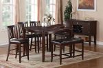 Contemporary Counter Height Dining 6pc Set Table w Butterfly Leaf 4x Chairs A Bench Brown Finish Rubberwood Chairs Cushions Kitchen Dining Room Furnit