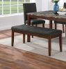 Dining Room Furniture Modern 6pcs Set Dining Table 4x Side Chairs and A Bench Ash Black Polyfiber Rubberwood Nailheads Faux Marble Top - as Pic