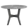 Beautiful 5-Pc Round Gray Stone Table Glitter Gray Finish Upholstered Chairs Dining Room Wooden Dining Set Furniture Transitional Style - as Pic