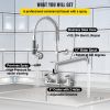 VEVOR Commercial Faucet Pre-Rinse with Sprayer, 8" Adjustable Center Wall Mount Kitchen Faucet with 12" Swivel Spout, 36" Height Compartment Sink Fauc