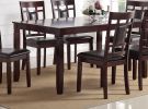 Modern Contemporary 7pc Dining Set Espresso Finish Unique Eyelet Back 6x Side Chairs Cushion Seats Dining Room Furniture - as Pic