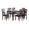 Modern Contemporary 7pc Dining Set Espresso Finish Unique Eyelet Back 6x Side Chairs Cushion Seats Dining Room Furniture - as Pic